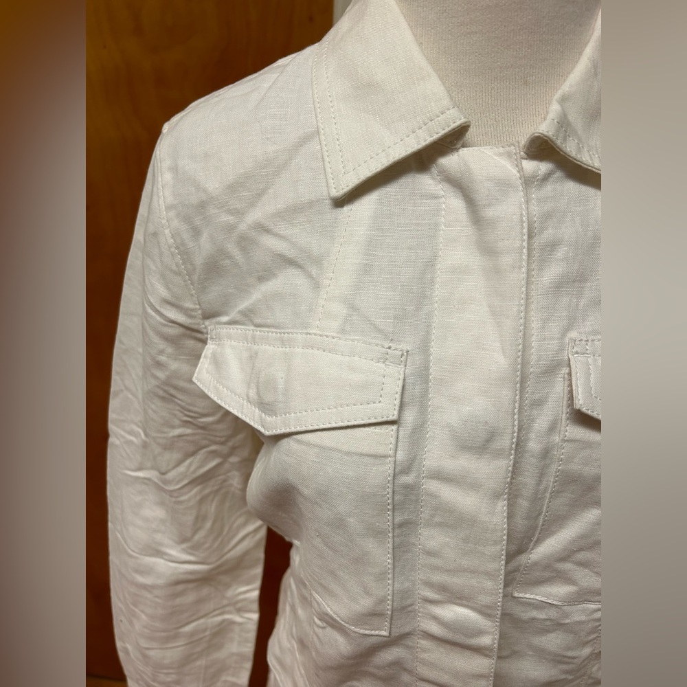 Banana republic white linen/cotton utility style jacket size small - Picture 3 of 4